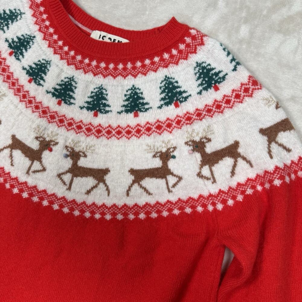 Boden Edie Fair Isle Sweater Reindeer Red Women’s Size Large Holiday Christmas - Picture 2 of 7